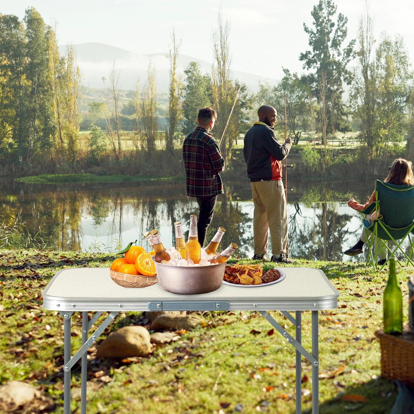 Aluminum Camping Folding Table 70x50x60cm Portable Outdoor Picnic Table for Hiking and Travel view 24