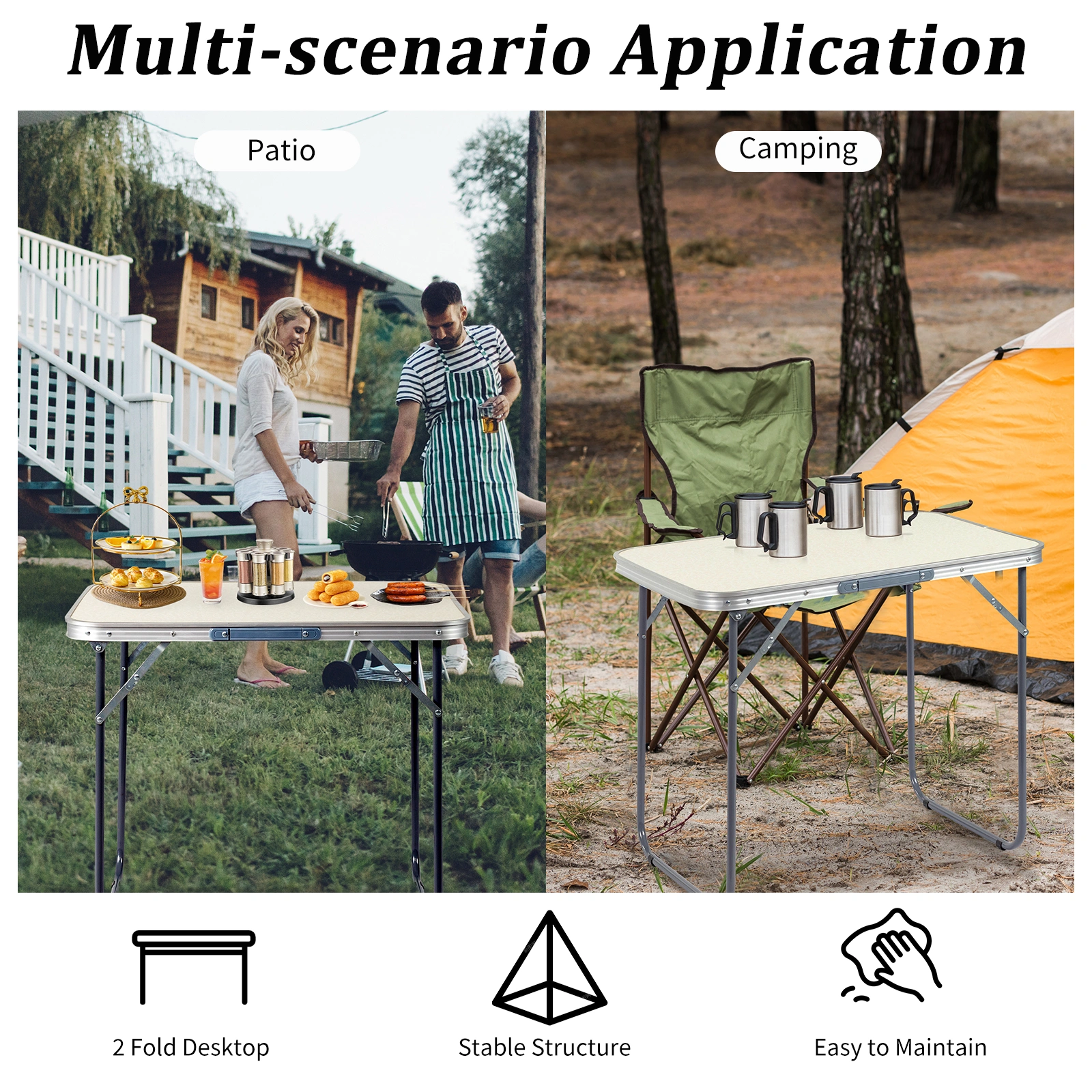 Aluminum Camping Folding Table 70x50x60cm Portable Outdoor Picnic Table for Hiking and Travel view 28