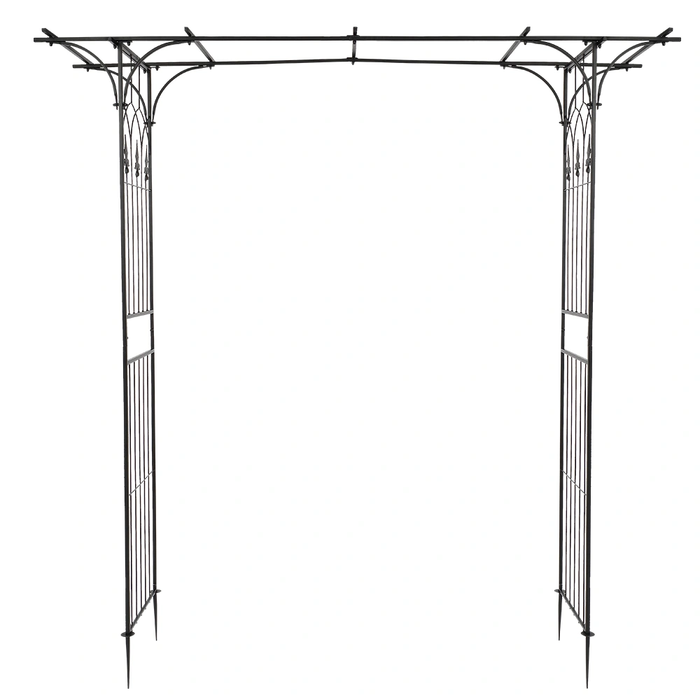 Flat Roof Wrought Iron Arch Plant Climbing Frame Garden Support Trellis