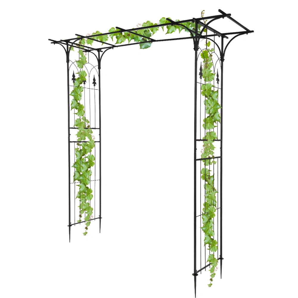 Flat Roof Wrought Iron Arch Plant Climbing Frame Garden Support Trellis view 2