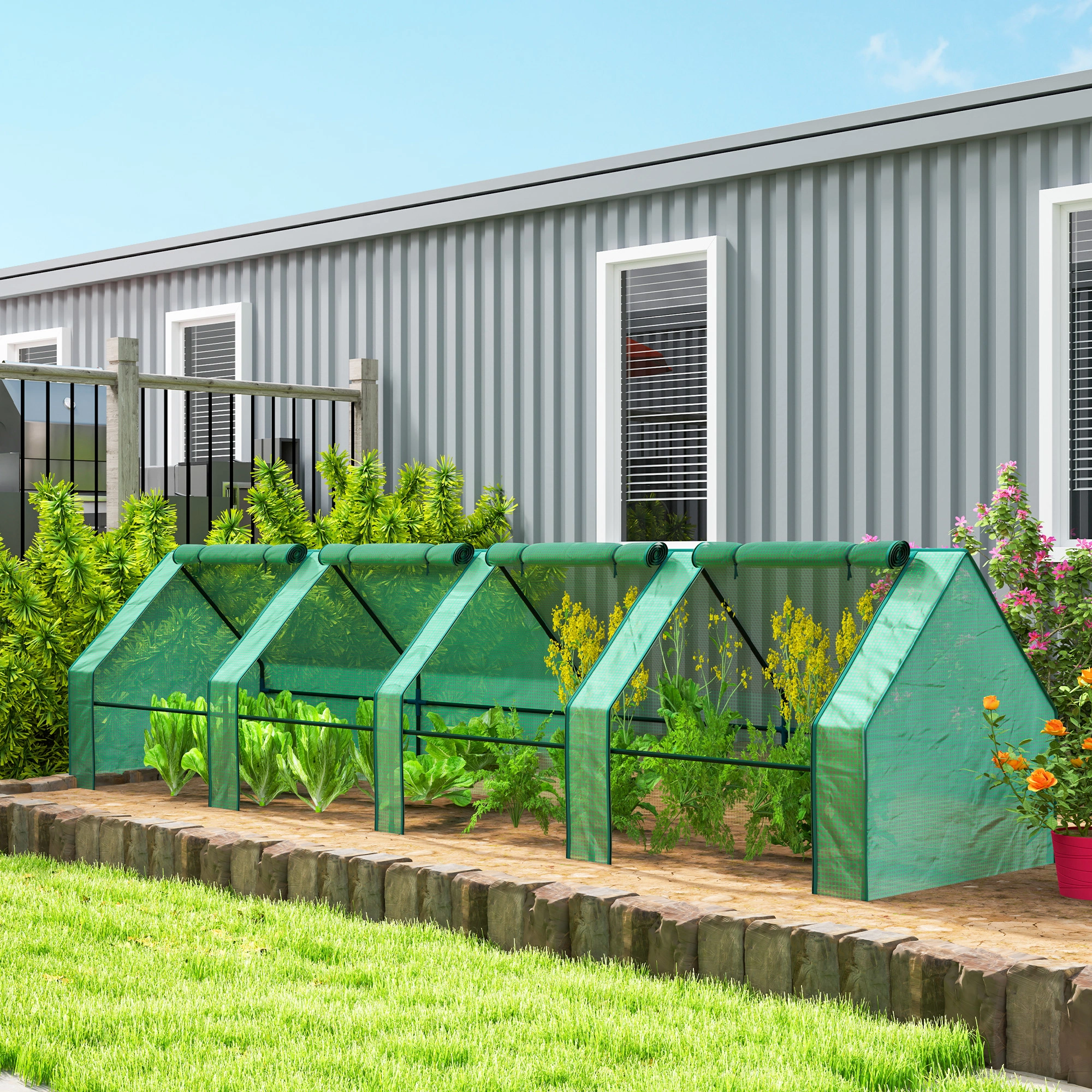 Mini Walk-in Greenhouse, Portable Pop-up Garden Greenhouse with Zipper Door, PE Fabric Plant Grow House for Outdoor Gardening & Backyard