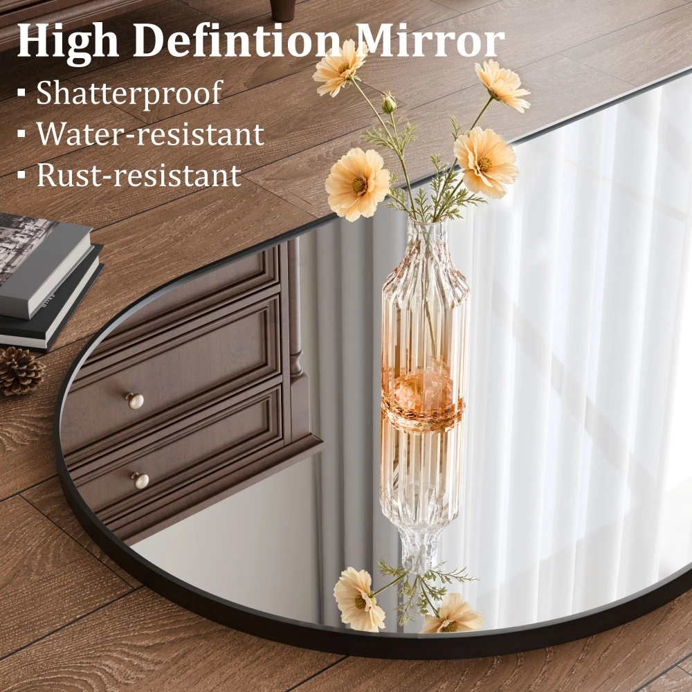 71x30 Arch Top Full Length Floor Mirror, Oversized Metal Frame Standing Mirror, Freestanding Wall Mirror for Bedroom Living Room, Black view 6