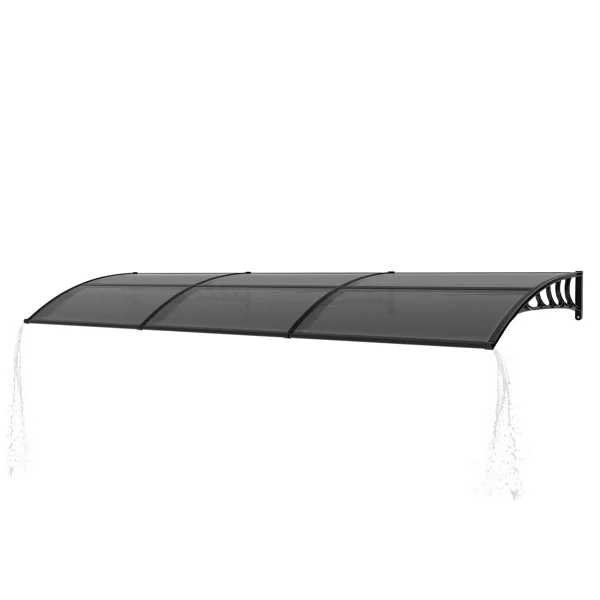 Awning for Door Entrance with Drainage Sink, 40x120 Inch Window Canopy Exterior, UV Rain Snow Protection for House Porch Patio Deck, Black Bracket & Brown Board view 2