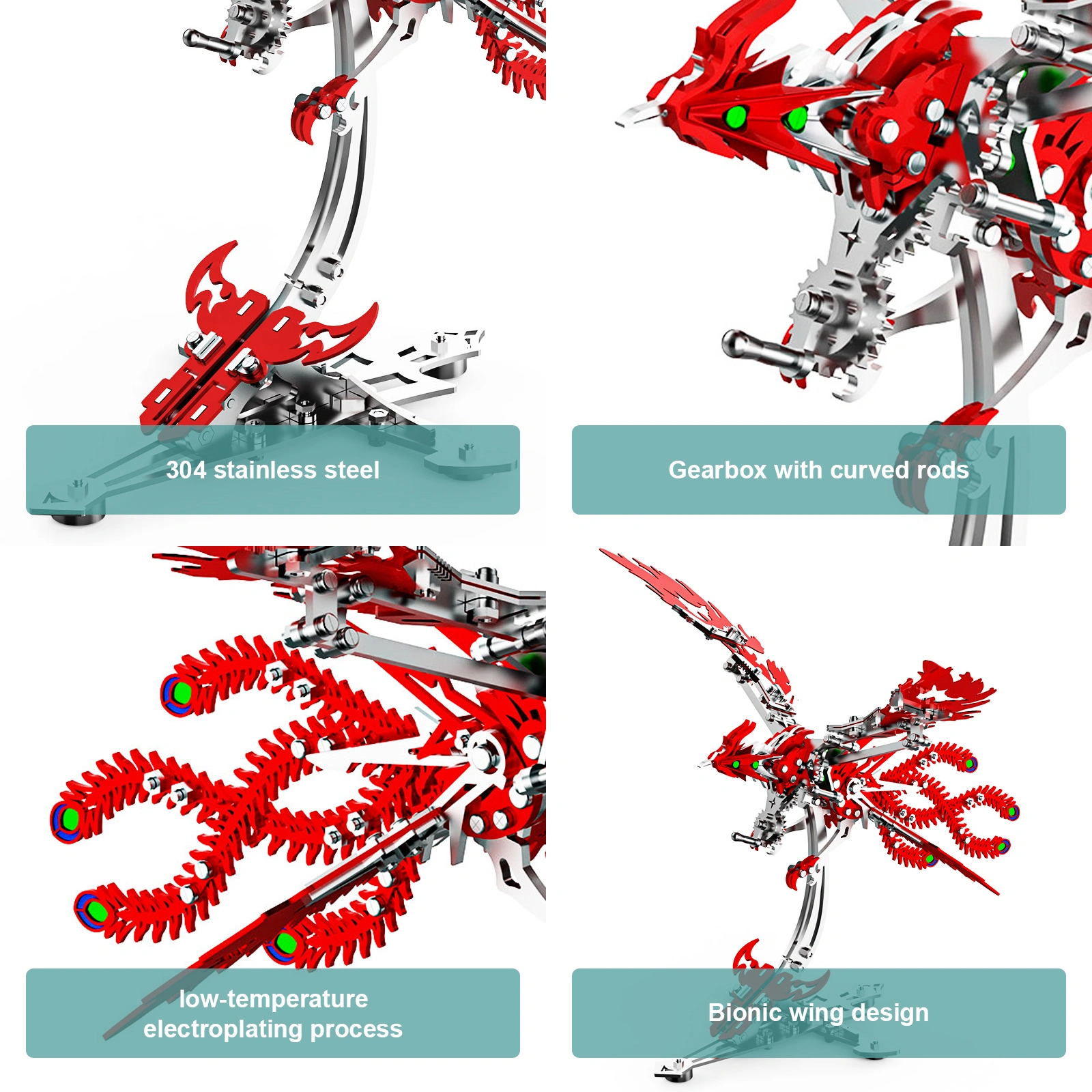 3D Metal Puzzle Phoenix DIY Assembly Model Kit Creative Educational STEM Intellectual Challenge Gift view 3