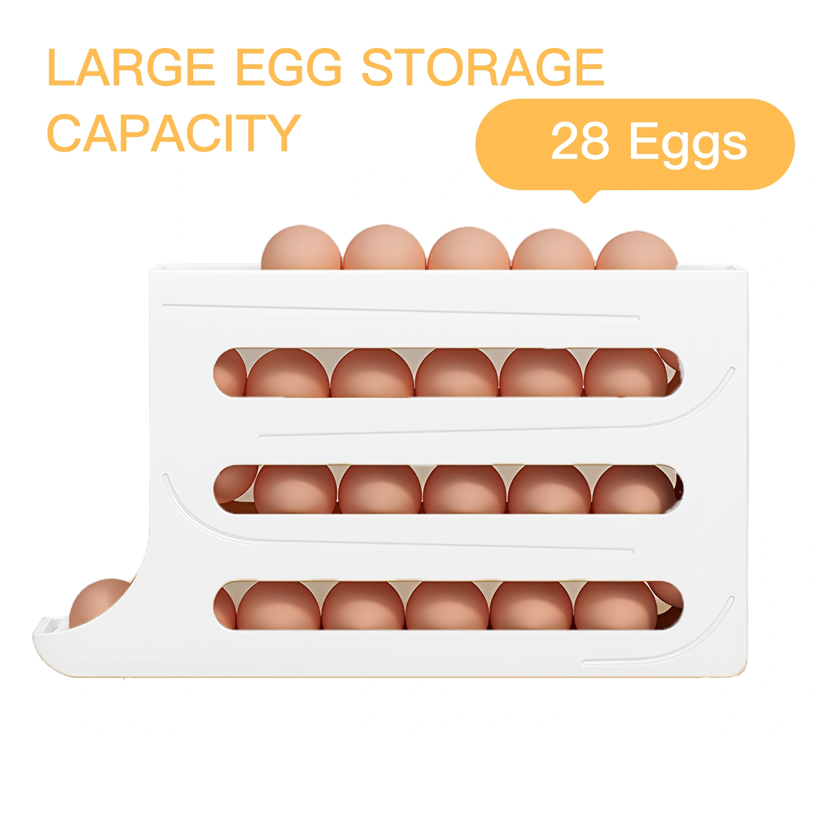 4-Tier Auto Rolling Egg Dispenser Organizer, Durable Plastic Egg Holder for Fridge & Countertop Kitchen view 5