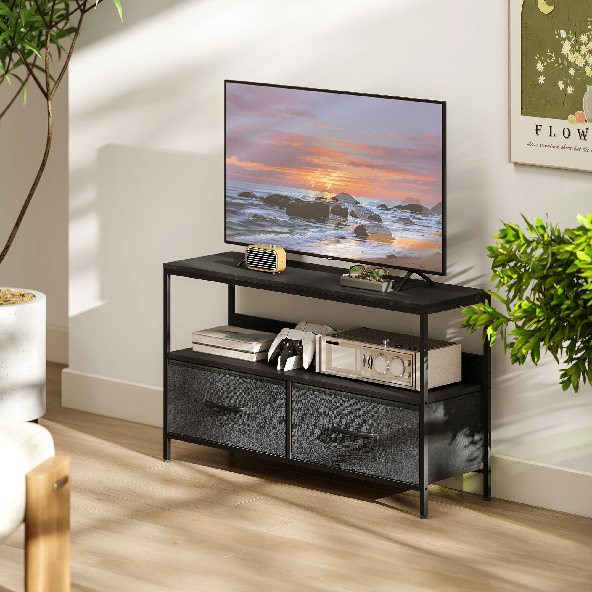 Modern TV Stand Cabinet 60 inch Media Console with Storage Shelves for Living Room