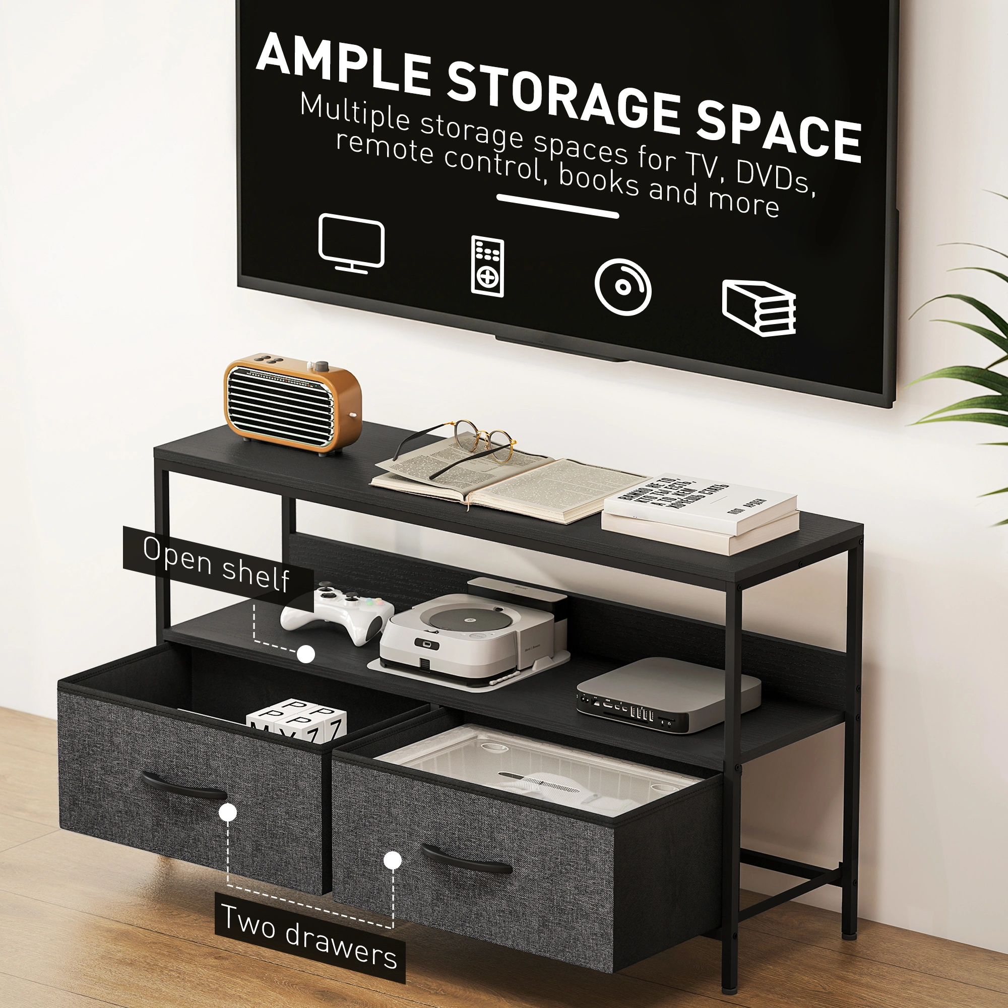 Modern TV Stand Cabinet 60 inch Media Console with Storage Shelves for Living Room view 4