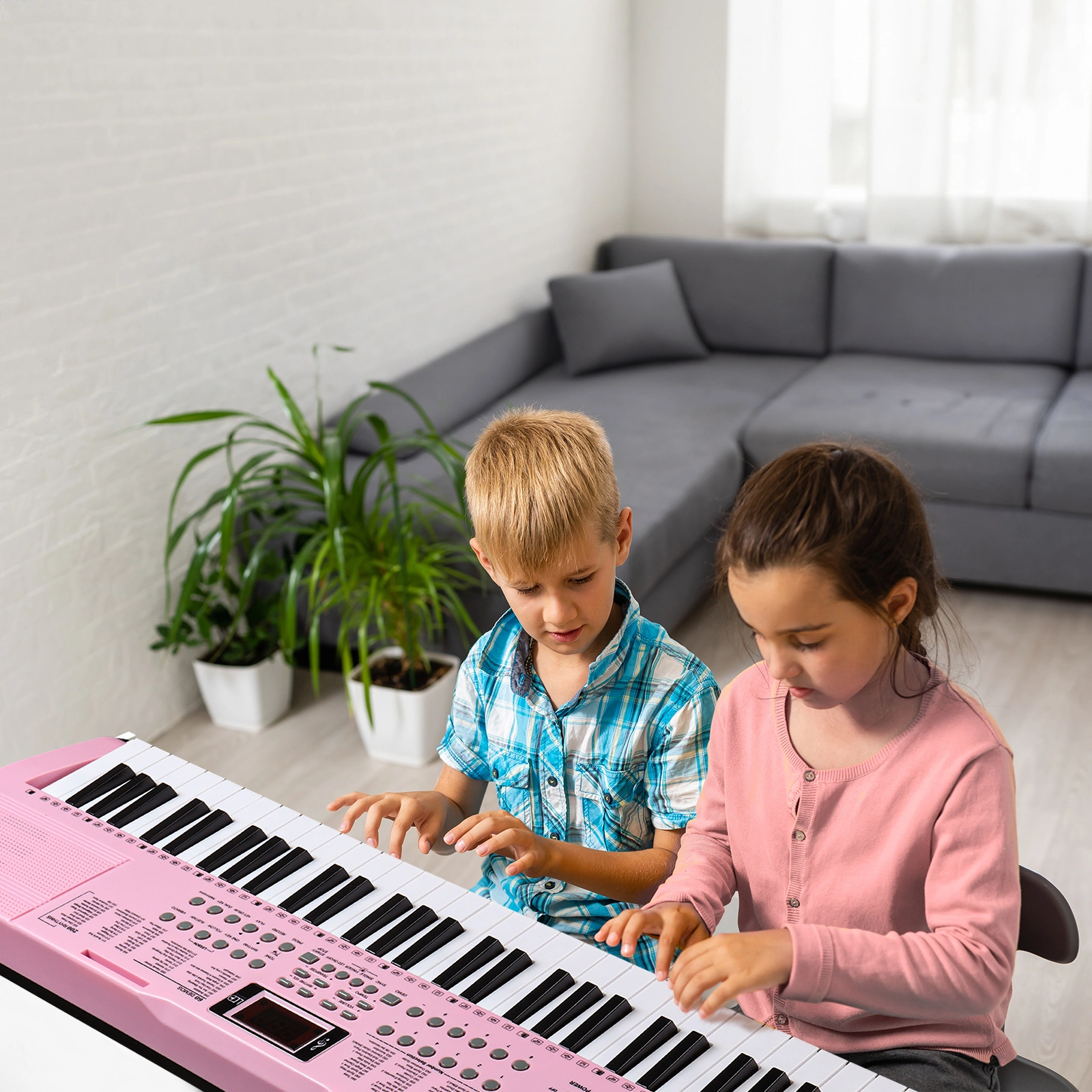 GEP-110 61 Key Lighting Keyboard with Piano Stand, Piano Bench, Built In Speakers, Headphone, Microphone, Music Rest, LED Screen, 3 Teaching Modes for Beginners view 8