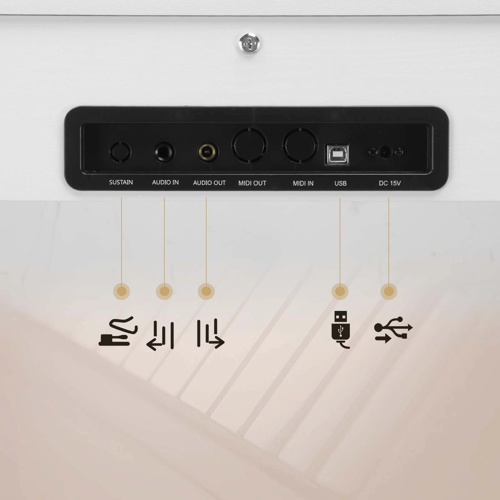 GDP-203 88-Key Digital Piano, Full Weighted Keys with Metal Stand, Triple Pedals, Headphone & Power Adapter, White, for All Levels view 3