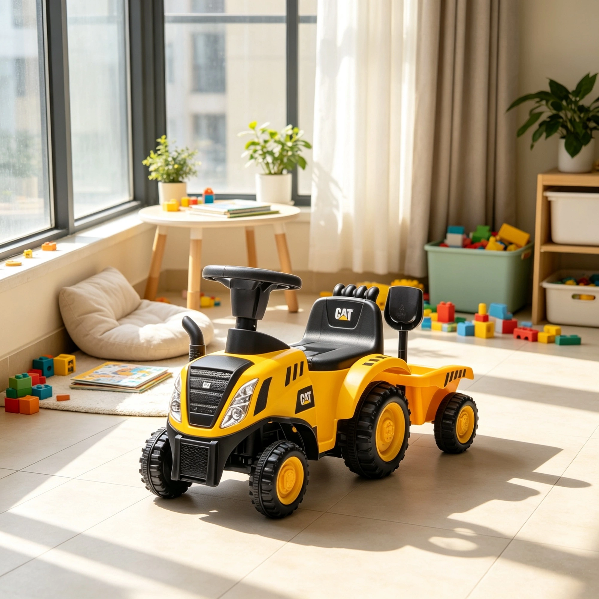 Kids Pedal Ride On Tractor Construction Toy with Shovel & Trailer for 18-36 Month Toddlers view 4