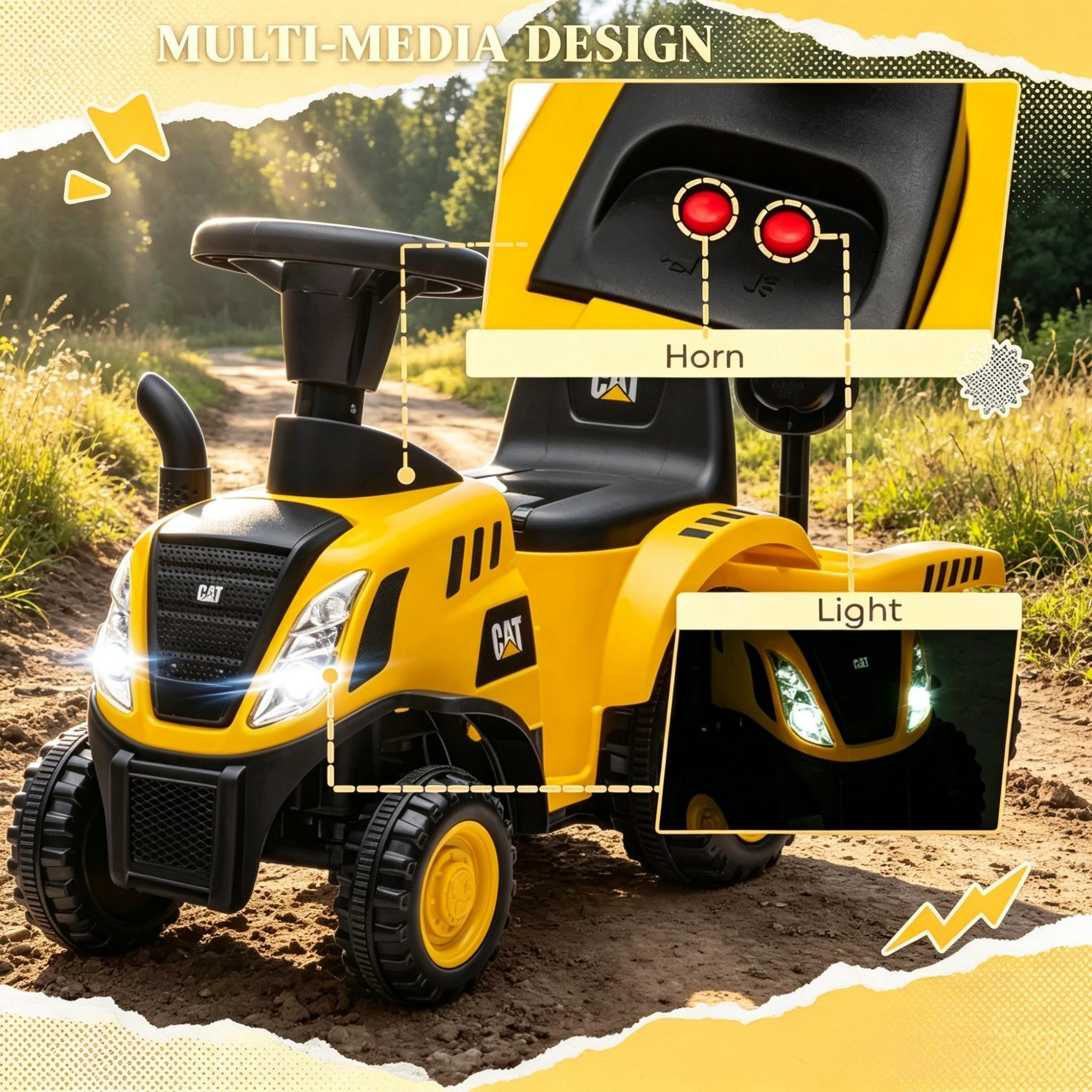 Kids Pedal Ride On Tractor Construction Toy with Shovel & Trailer for 18-36 Month Toddlers view 7