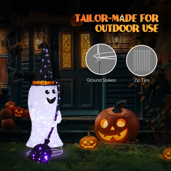 [Replace 94400163]4ft Ghost 100LED Lighted Outdoor Halloween Decorations view 3