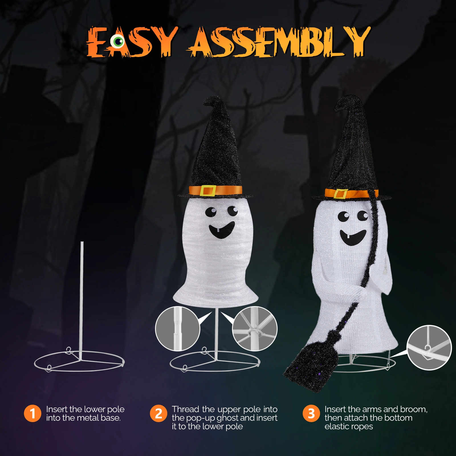 4ft Ghost 100LED Lighted Outdoor Halloween Decorations view 2