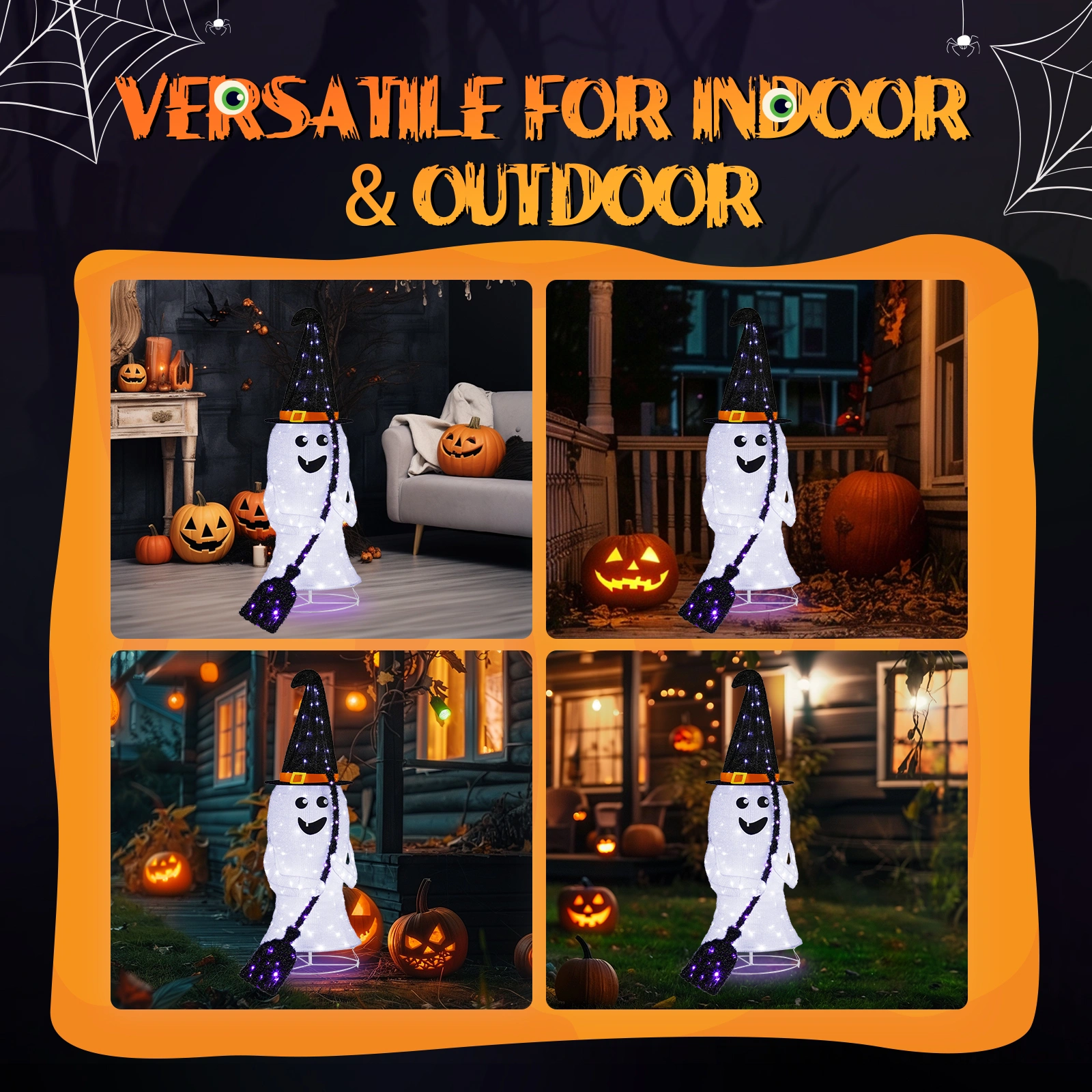 4ft Ghost 100LED Lighted Outdoor Halloween Decorations view 6