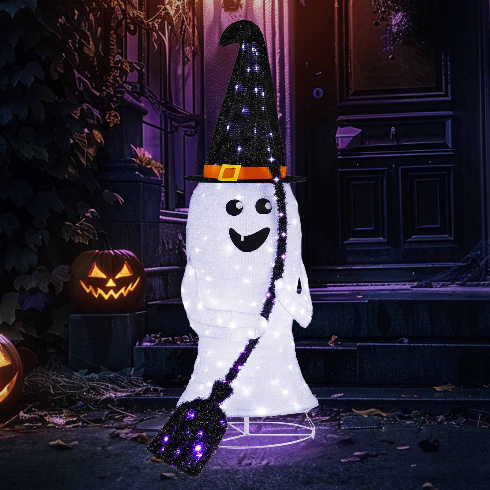 4ft Ghost 100LED Lighted Outdoor Halloween Decorations view 9