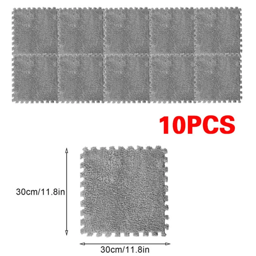 10 Pack Interlocking Carpet Tiles Soft Plush Floor Mat for Kids Crawling Room UK view 3