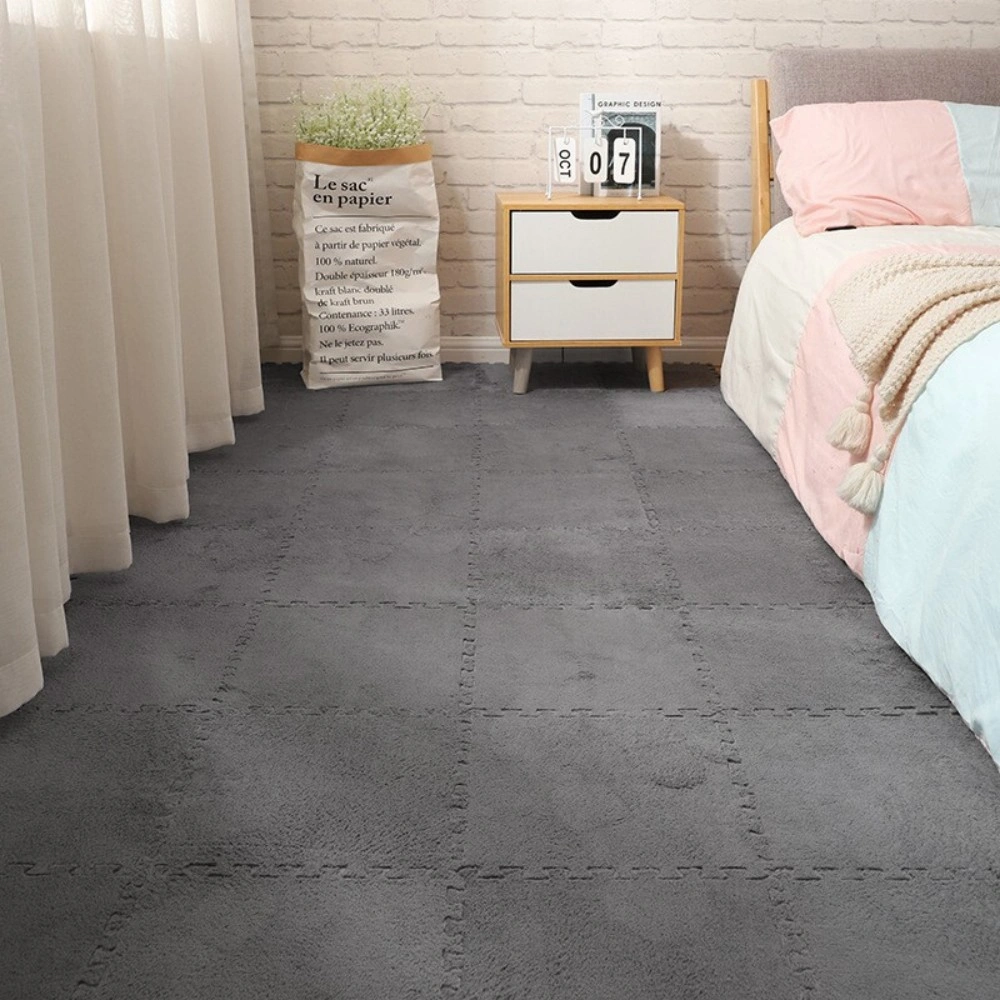10 Pack Interlocking Carpet Tiles Soft Plush Floor Mat for Kids Crawling Room UK view 5