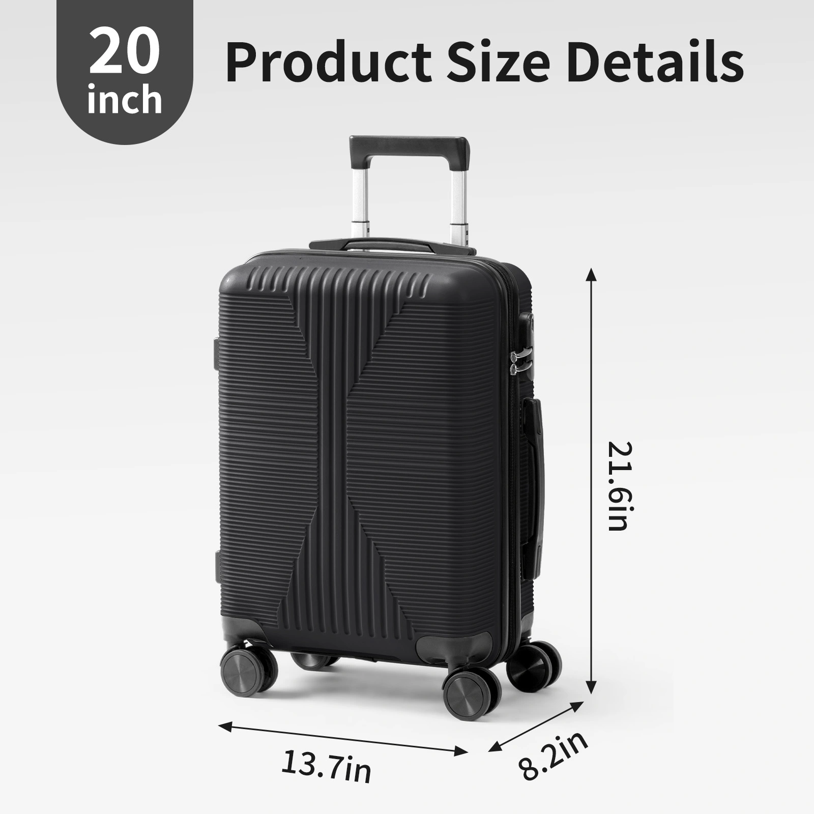 PP Trolley Case 20in Travel Suitcase Black view 16