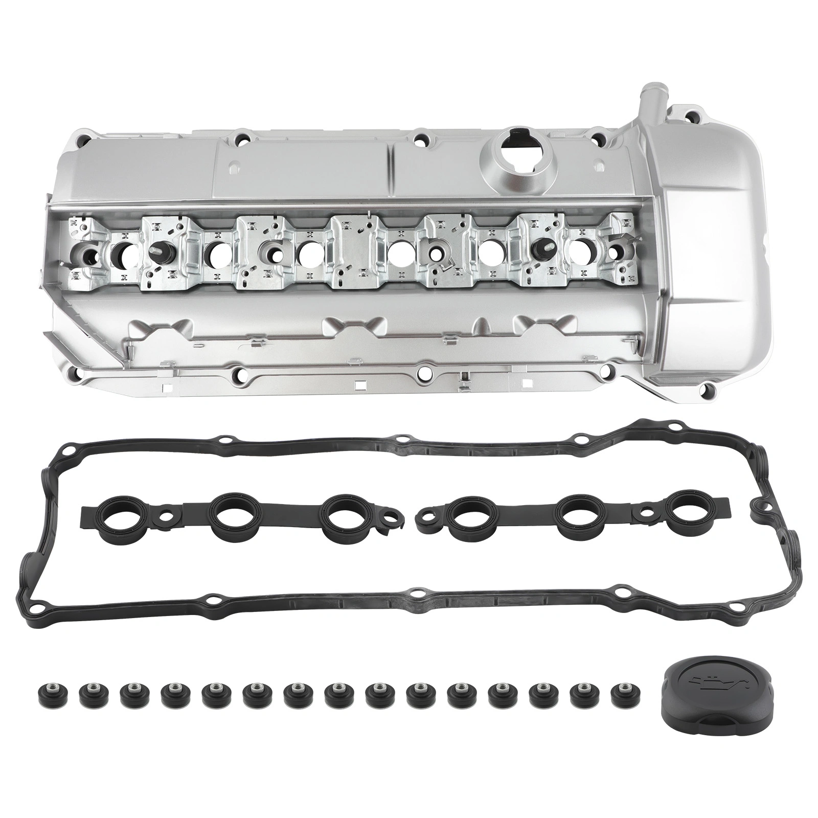 Aluminum Valve Cover with Gasket & Bolts for BMW E46 E39 325xi 330ci 330i M52 M54 Engine Replacement