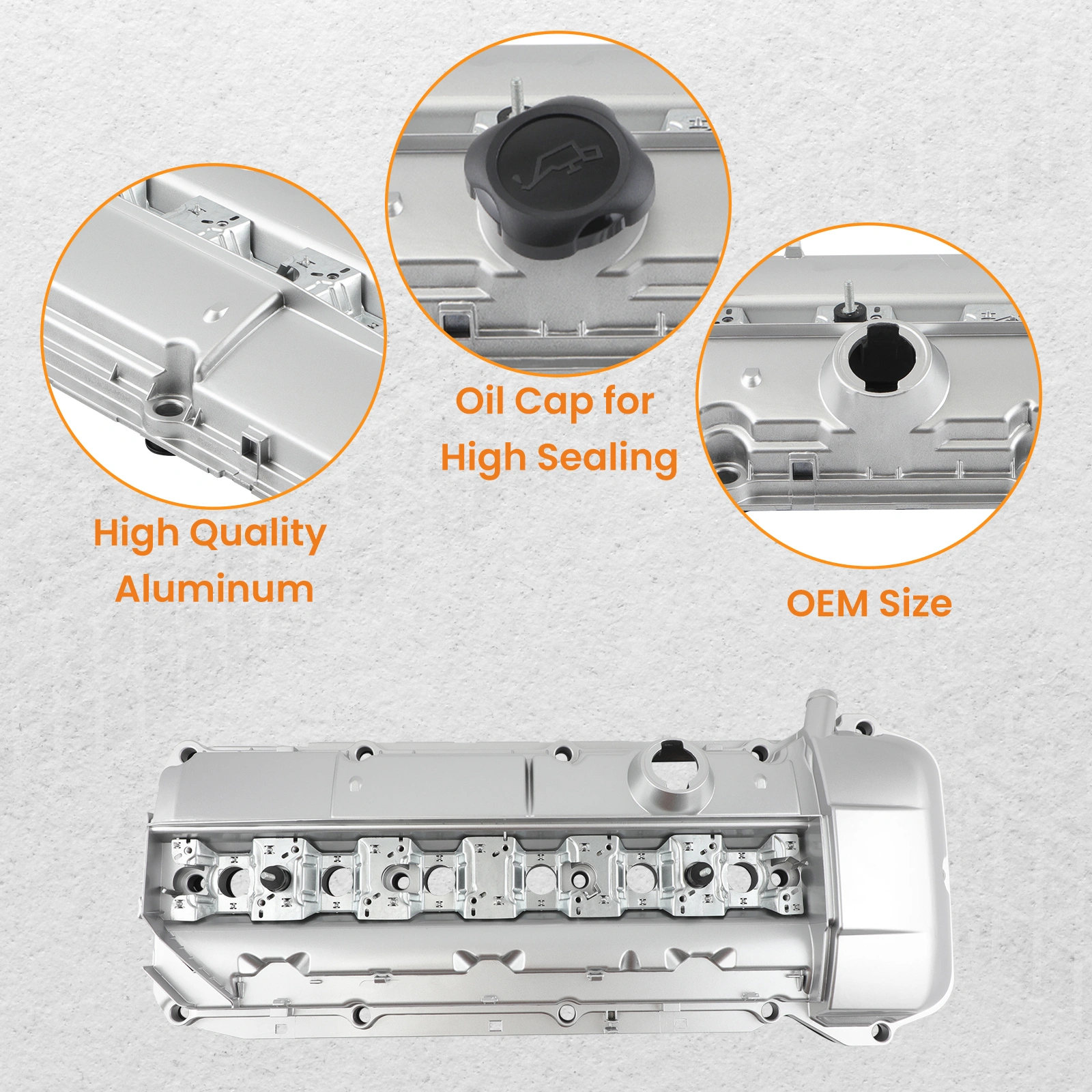 Aluminum Valve Cover with Gasket & Bolts for BMW E46 E39 325xi 330ci 330i M52 M54 Engine Replacement view 5