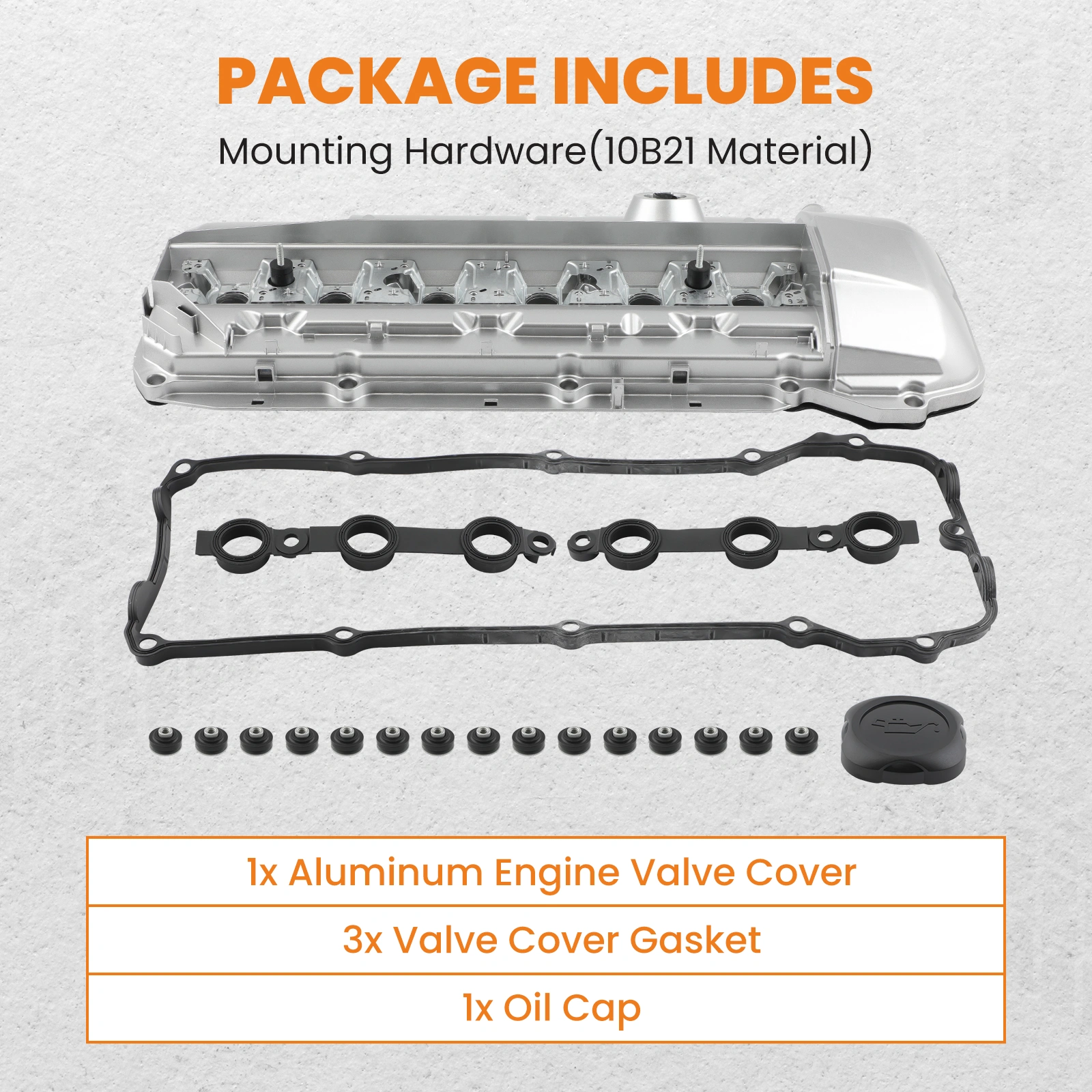 Aluminum Valve Cover with Gasket & Bolts for BMW E46 E39 325xi 330ci 330i M52 M54 Engine Replacement view 6