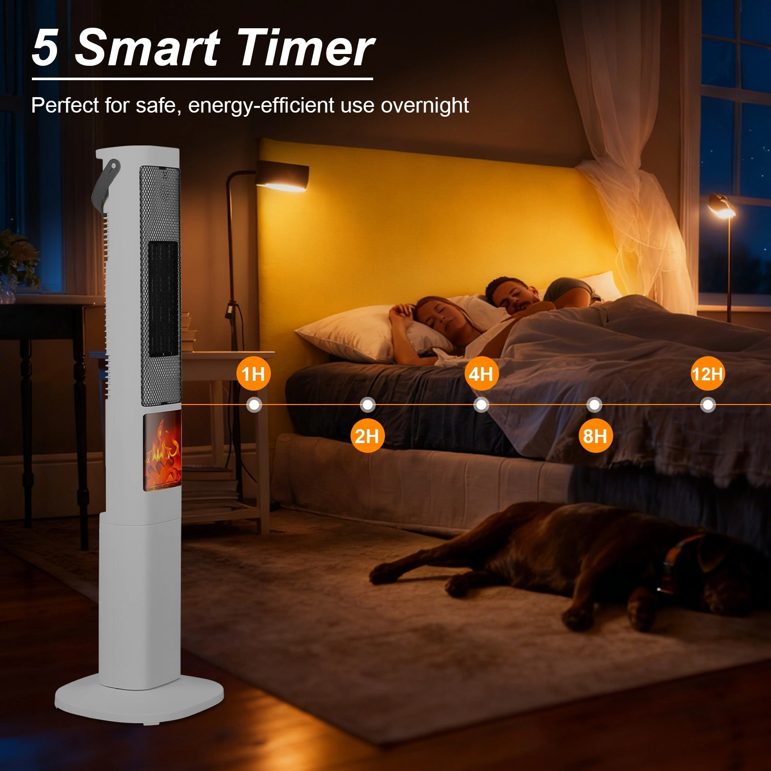 Oscillating Space Heater with 3D Flame Effect, 120° Wide Angle, 30% Faster Heat, 5 Timer, Remote Control, Tip-Over Safety view 11