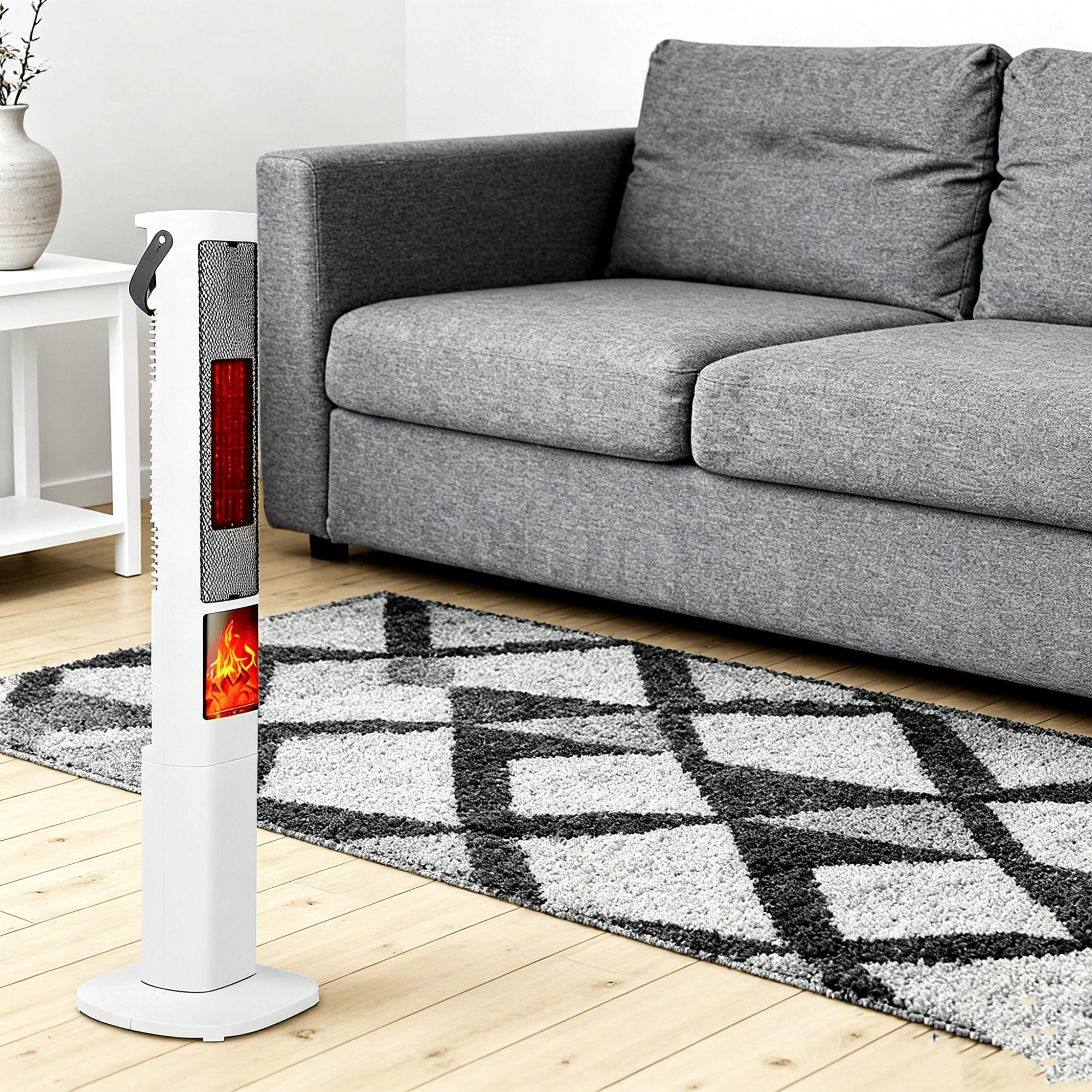 Oscillating Space Heater with 3D Flame Effect, 120° Wide Angle, 30% Faster Heat, 5 Timer, Remote Control, Tip-Over Safety view 2