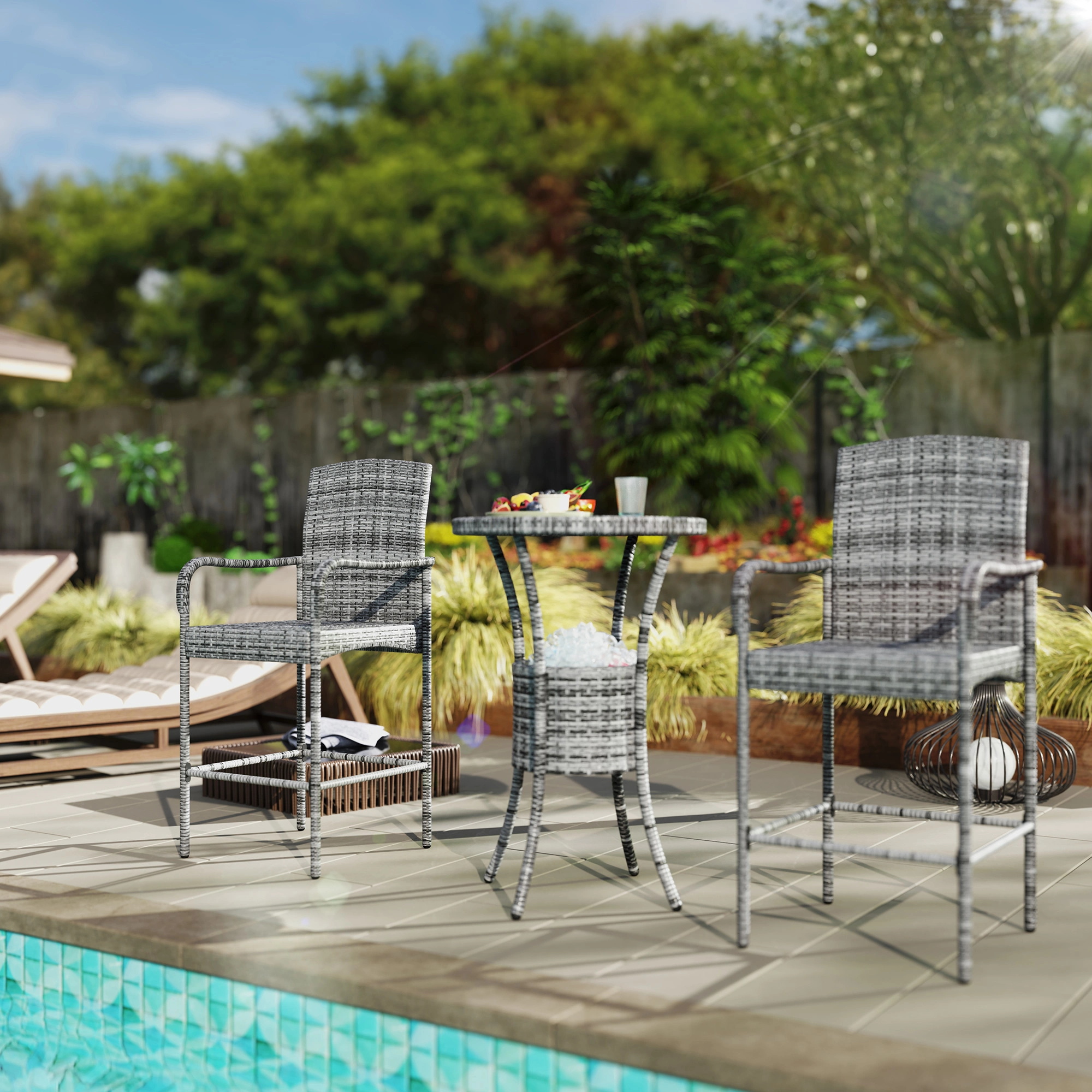 Premium Garden Rocking Chair - All-Weather Outdoor Rocker with Thick Cushion, Sturdy Metal Frame, Relaxing Patio Chair for Yard view 2