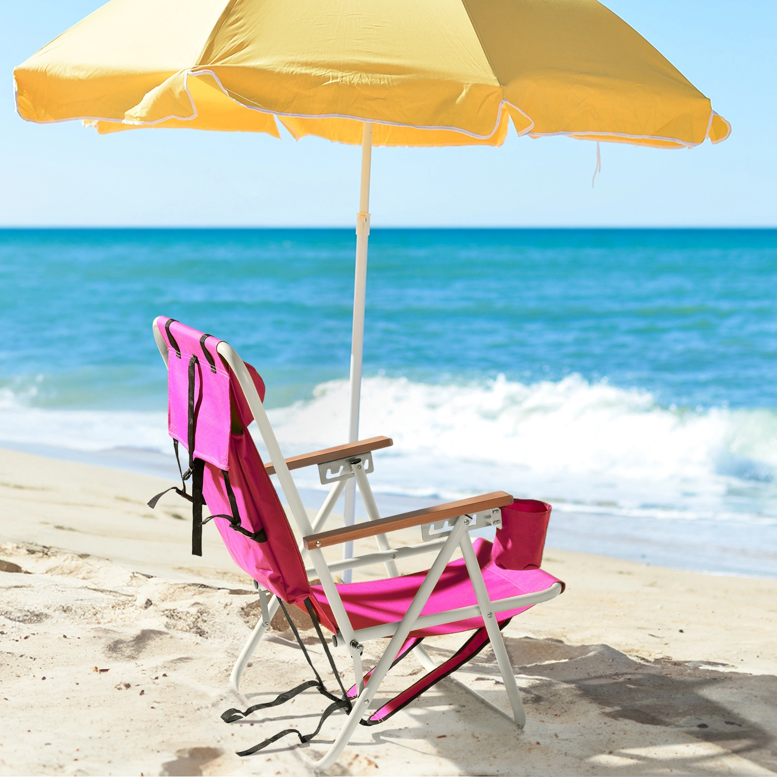 1 PC Barbie Pink Folding Beach Chair, 7.9 Inch Seat Height, 17.7 Inch Wide, 17.3 Inch Deep, Steel Tube Frame with Oxford Fabric, 120kg Load Capacity view 15