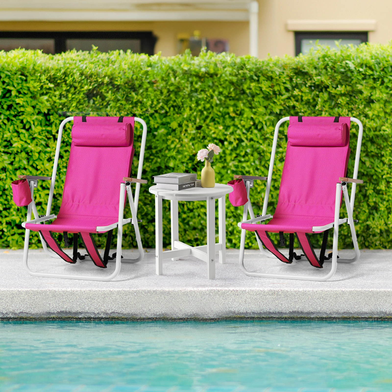 1 PC Barbie Pink Folding Beach Chair, 7.9 Inch Seat Height, 17.7 Inch Wide, 17.3 Inch Deep, Steel Tube Frame with Oxford Fabric, 120kg Load Capacity view 16