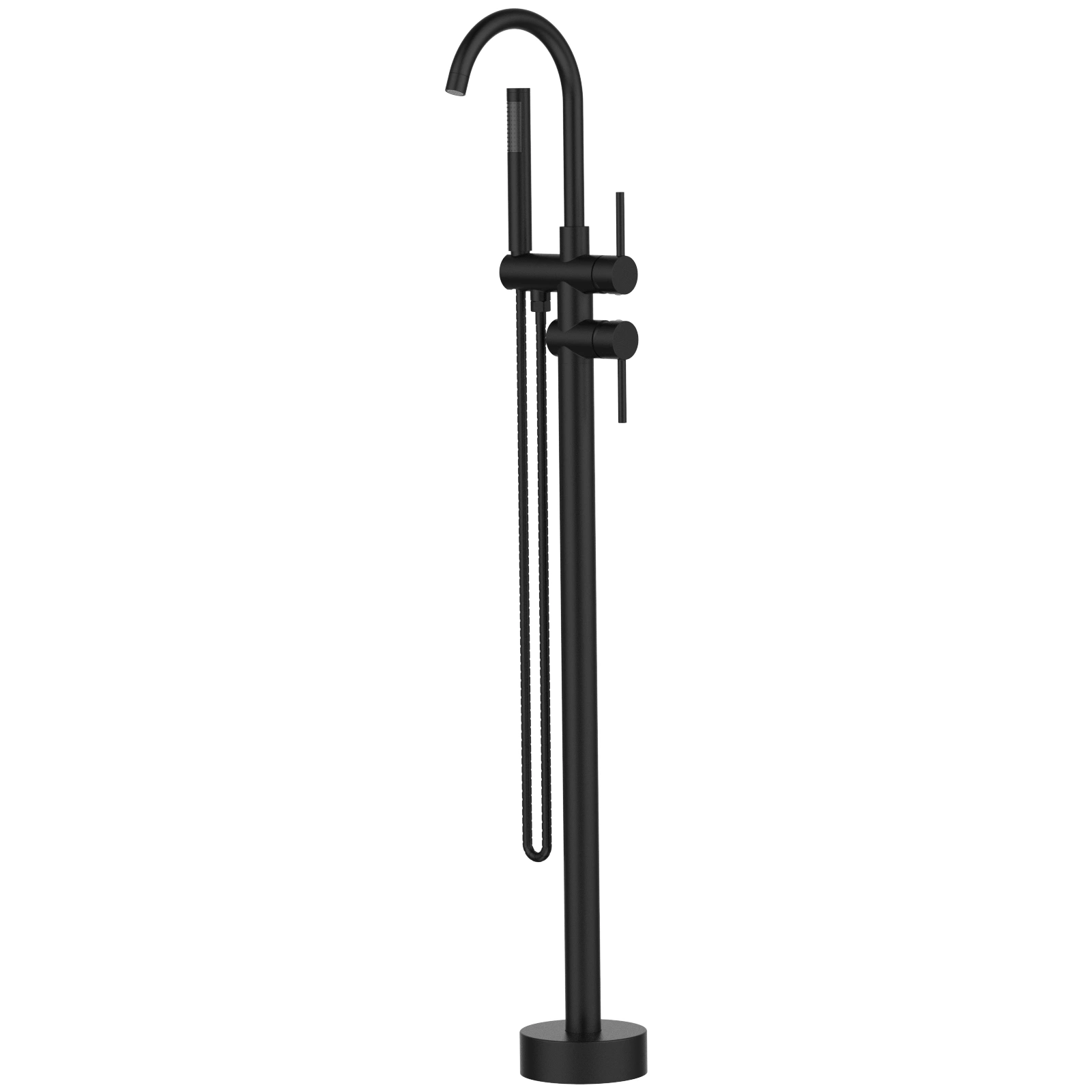 Floor Mount Bathtub Faucet Freestanding Tub Filler Matte Black Standing High Flow Shower Faucets with Handheld Shower Mixer Taps Swivel Spout[Unable ship on weekends, TK/TEMU only for pickup, only TX10643 warehouse supports GOFO]auti