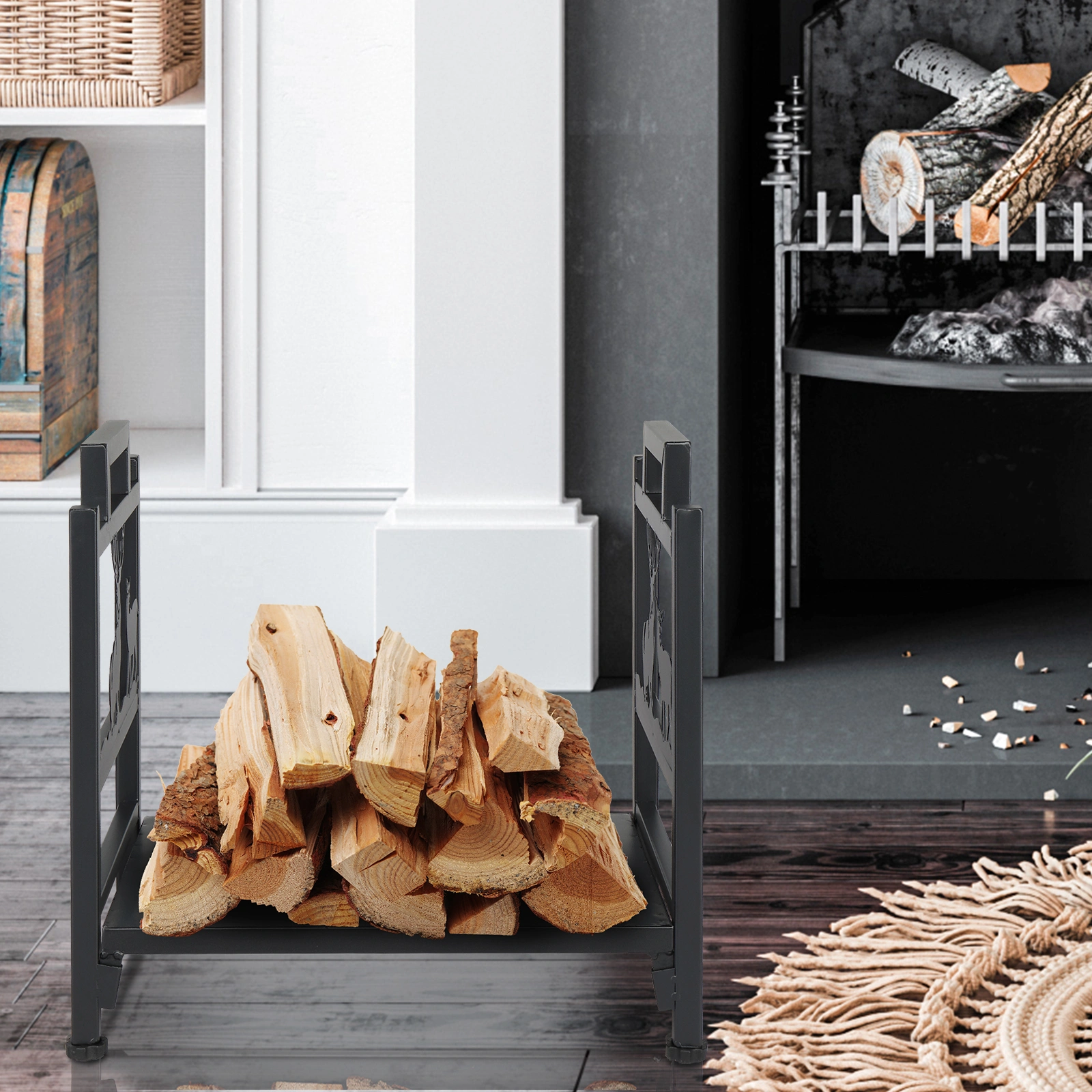 Single Layer Firewood Holder With Animal Pattern view 17