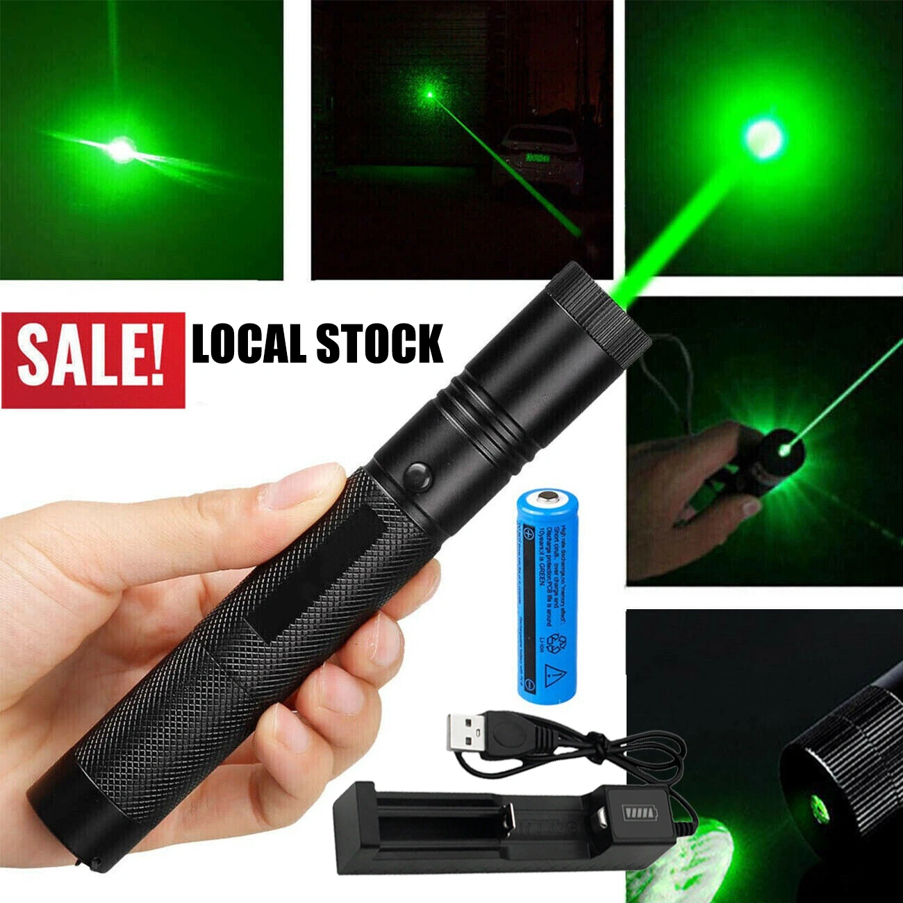 Green Laser Pointer Pen 532nm, Rechargeable with Visible Beam, Includes Battery & USB Charger, Laser Pointing Tool