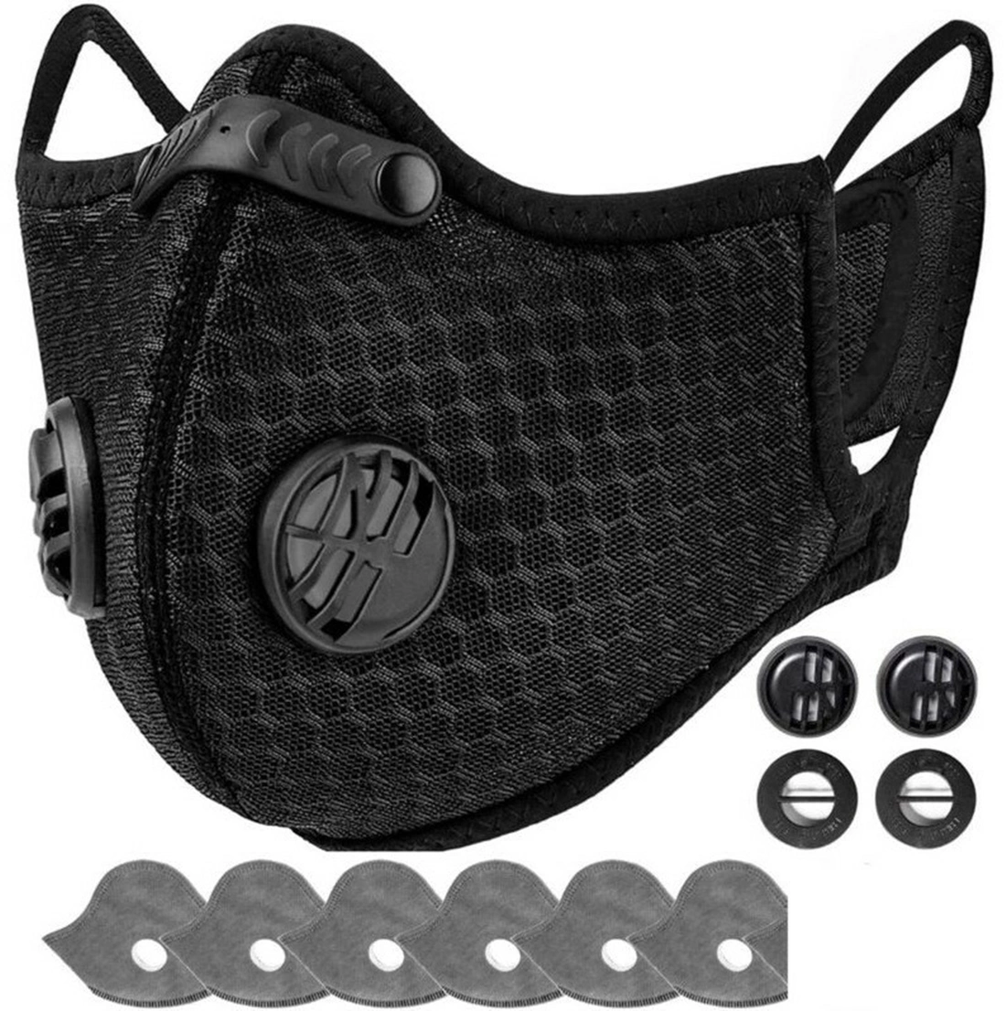 (2 Pack)Reusable Half Face Cover Mask w/ Filter Cycling Outdoor Sport Face Mask Black view 7