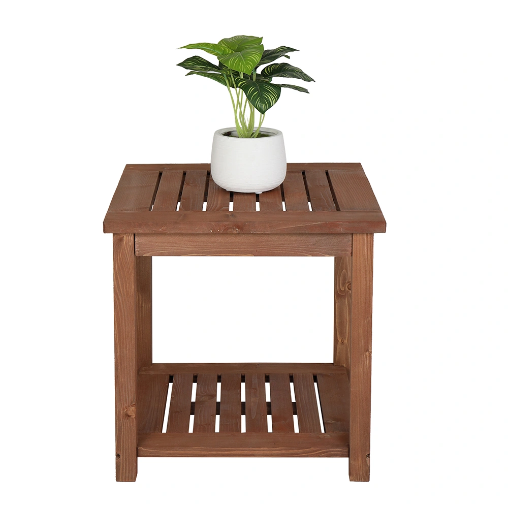Square Wood Side Table Carbonized Color view 3