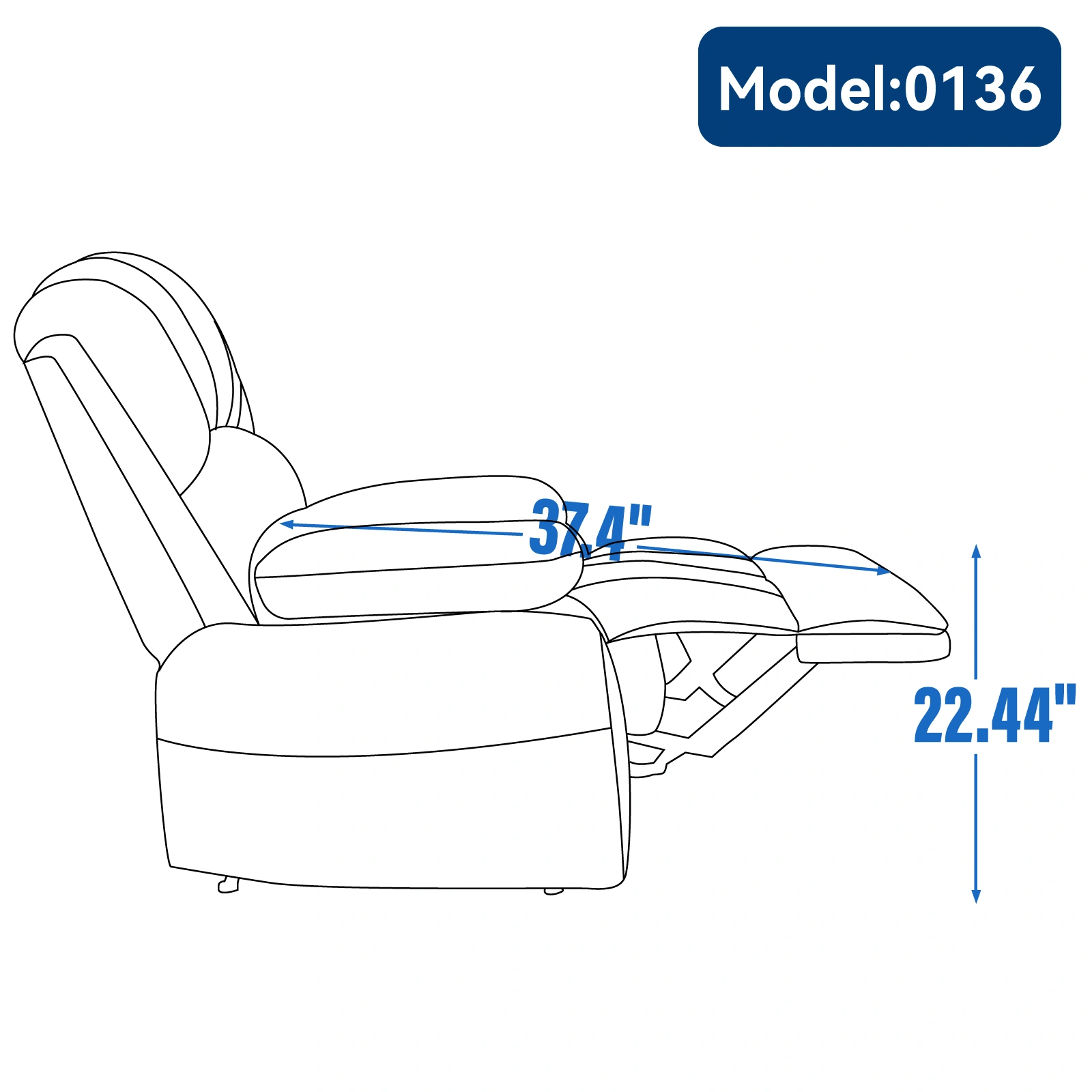 Large Fabric Manual Recliner Chair for Living Room, Beige - Extra Wide Soft Upholstered Recliner view 2