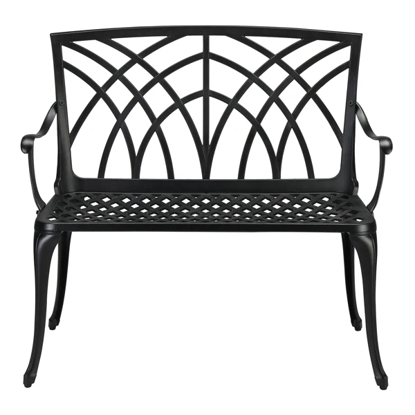 38in Outdoor Orchid Back Aluminum Bench Black view 6