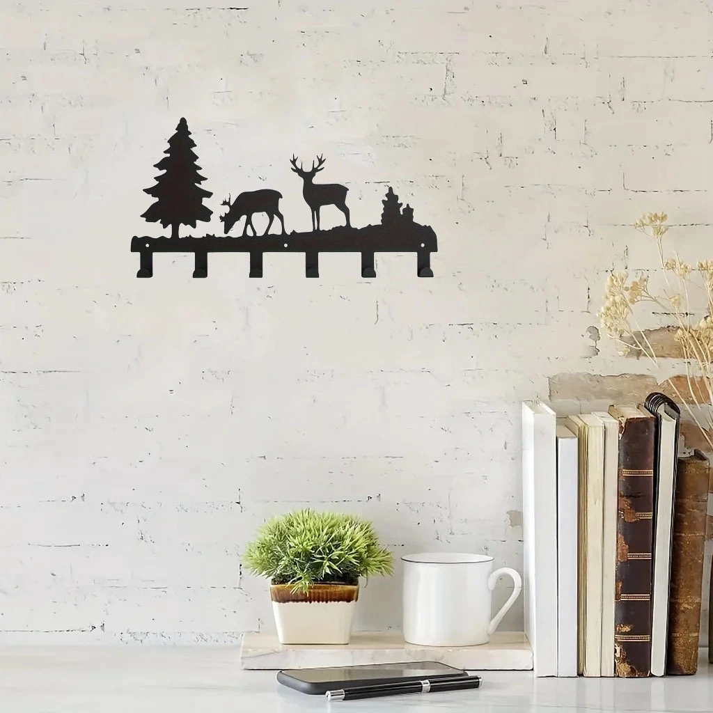 CIFbuy Exquisitely Designed Metal Elk Key Hooks: Wall-mounted, Multi-functional Hooks Ideal for Hanging Clothes, Bags, and Keys. Elevate Your Room's Aestheti