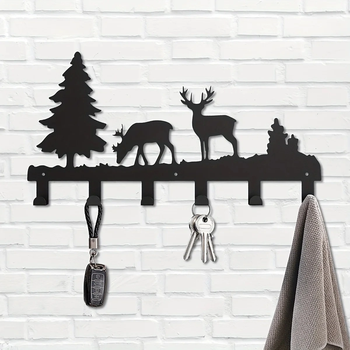 CIFbuy Exquisitely Designed Metal Elk Key Hooks: Wall-mounted, Multi-functional Hooks Ideal for Hanging Clothes, Bags, and Keys. Elevate Your Room's Aestheti view 13