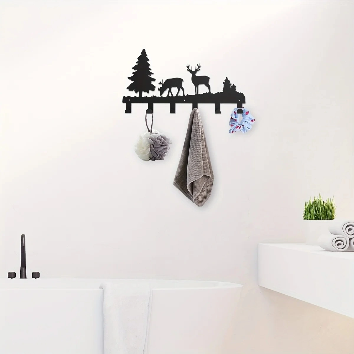 CIFbuy Exquisitely Designed Metal Elk Key Hooks: Wall-mounted, Multi-functional Hooks Ideal for Hanging Clothes, Bags, and Keys. Elevate Your Room's Aestheti view 3