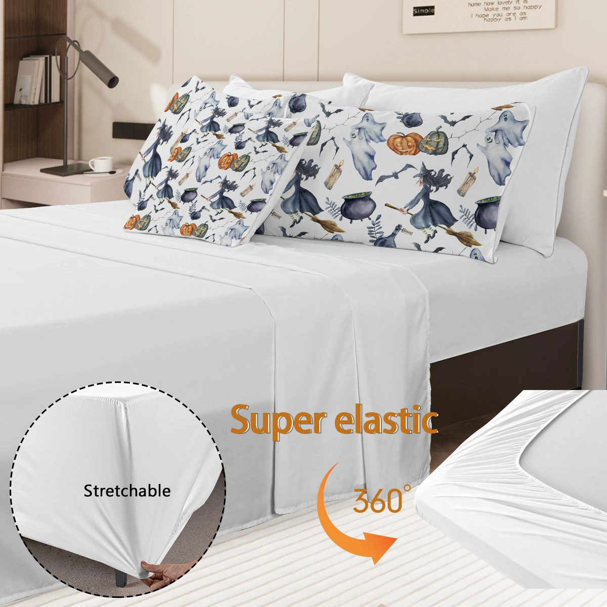 Halloween Comforter Set 8 Piece Bed in a Bag, Witch Pattern Queen Size - 1 Comforter, 2 view 4