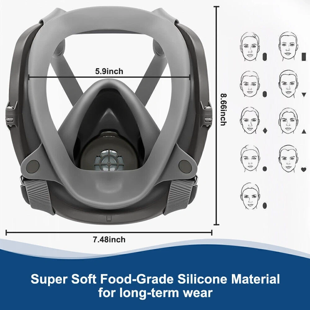 Reusable Full Face Mask Respirator for Woodworking, Painting, Welding, DIY - Protective Gas Dust Mask for Home & Outdoor Use view 2
