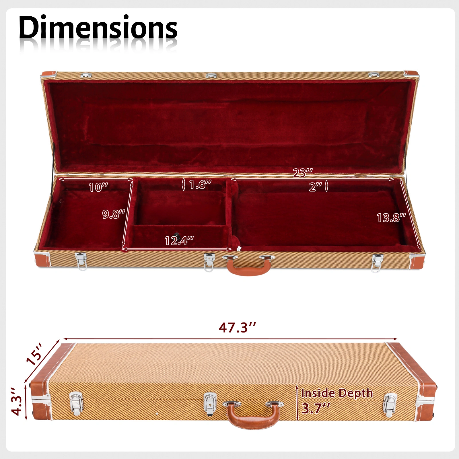 High Grade Electric Guitar Square Hard Case Flat Yellow view 10