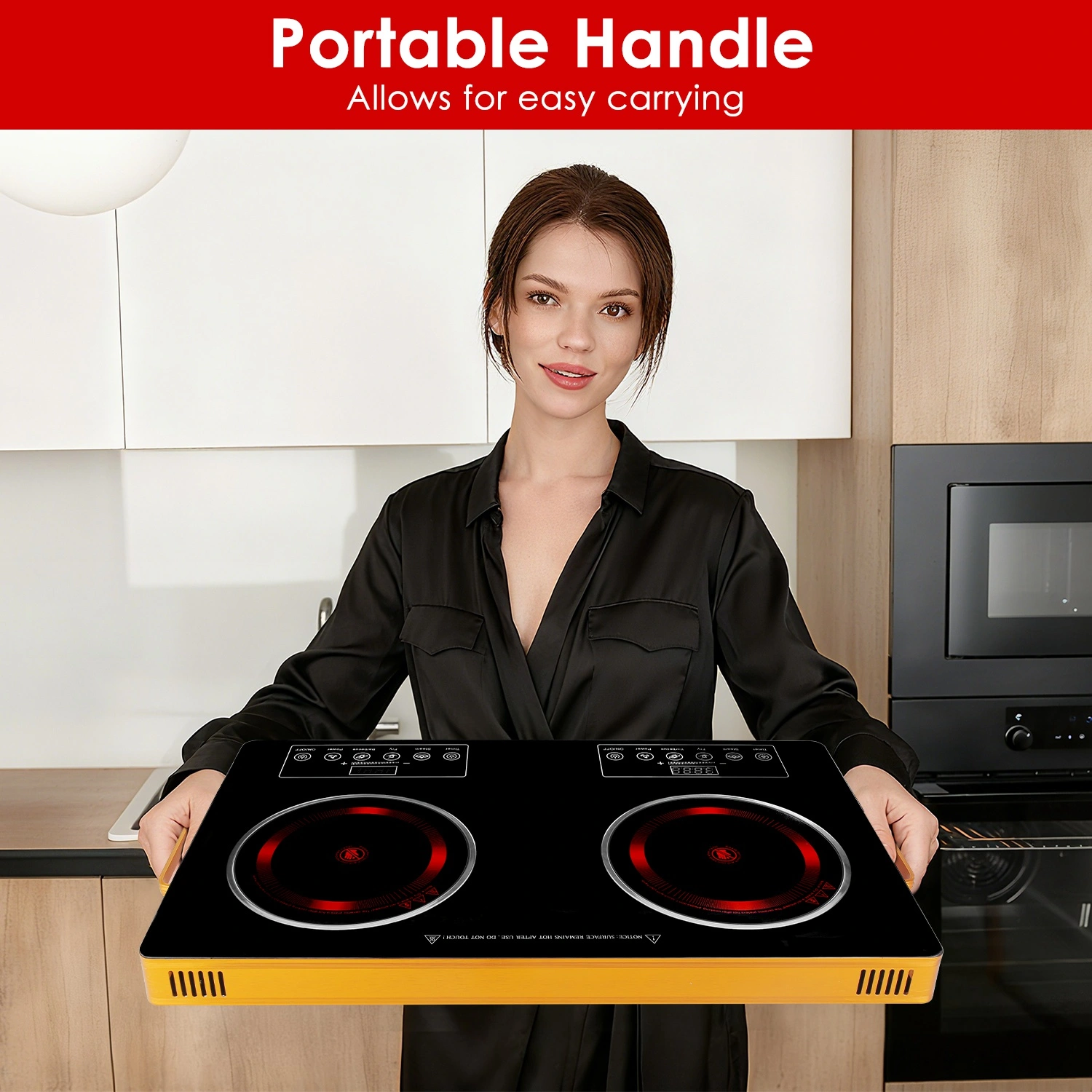 7000W Double Burner Electric Cooktop 110V, 2x3500W Rapid Heating Hot Plate, 4 Preset Modes, 11-Level Power, Glass Surface, Portable Handle view 10