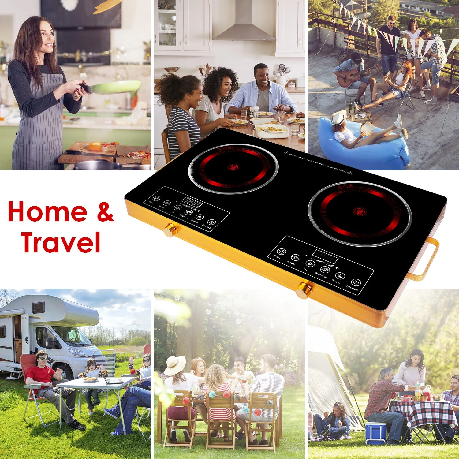 7000W Double Burner Electric Cooktop 110V, 2x3500W Rapid Heating Hot Plate, 4 Preset Modes, 11-Level Power, Glass Surface, Portable Handle view 9