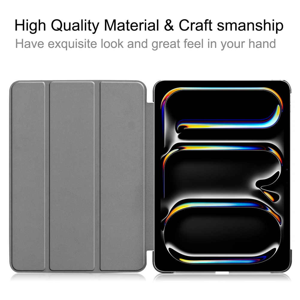iPad Pro 11 Inch 5th Gen 2024 M4 Case, Trifold Stand Leather Cover, Slim Protective Smart Case view 2