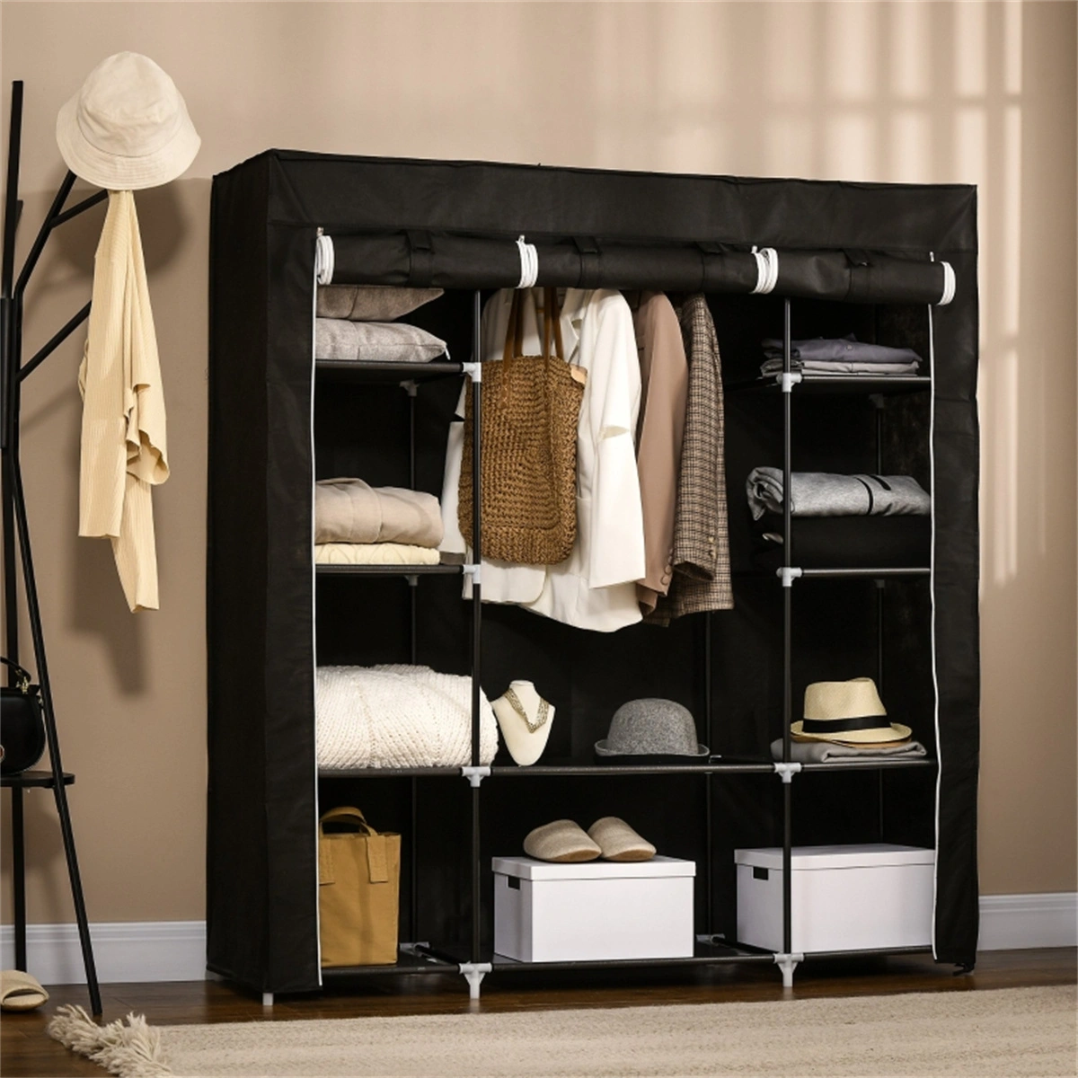 Chester Dresser with Storage Cabinets and Lockers, Modern Bedroom Organizer Chest view 2