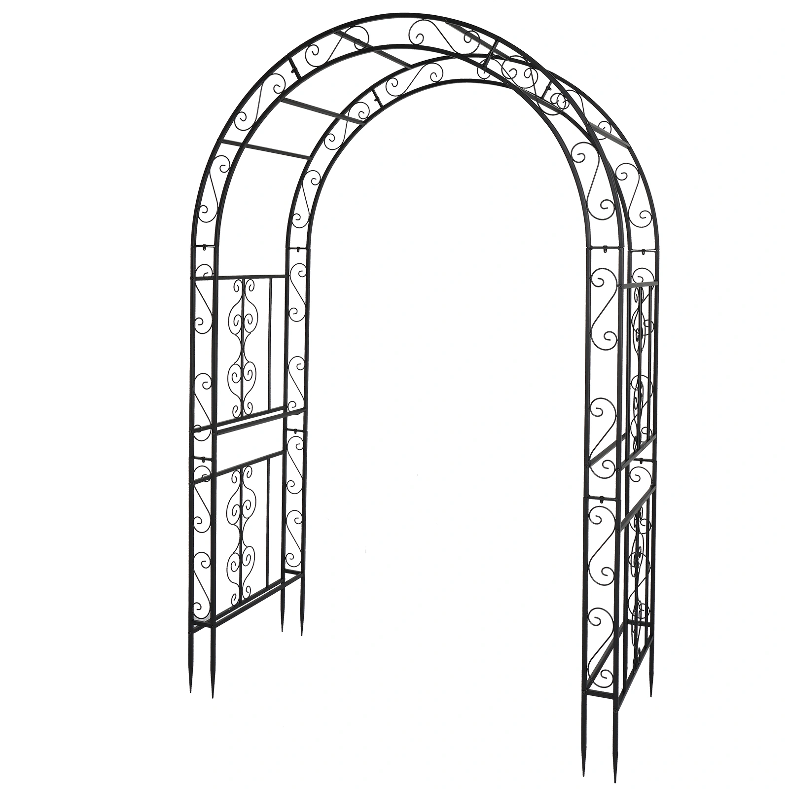 134*59*213cm Double Layer Iron Art Arc Top Iron Arch Black