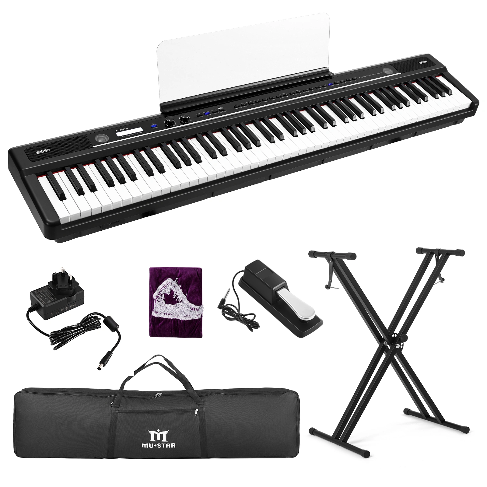 88 Keys Digital Piano with Weighted Keys, Full Size Electric Keyboard, Built-in Speakers, MIDI, USB, Power Supply Included