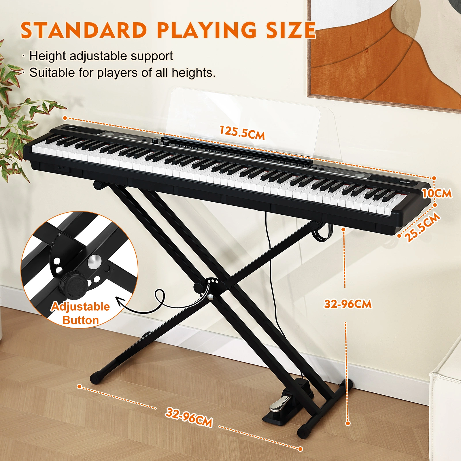 88 Keys Digital Piano with Weighted Keys, Full Size Electric Keyboard, Built-in Speakers, MIDI, USB, Power Supply Included view 2